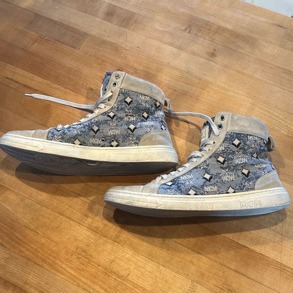 MCM Men's Terrain High Sneakers in Vintage Jacquard Monogram Size 41 US 8